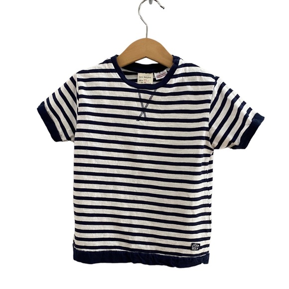 Zara Baby Boy Boxy Navy Blue & White Stripes You Rock T-Shirt size 2-3 (98 cm) - Picture 1 of 5